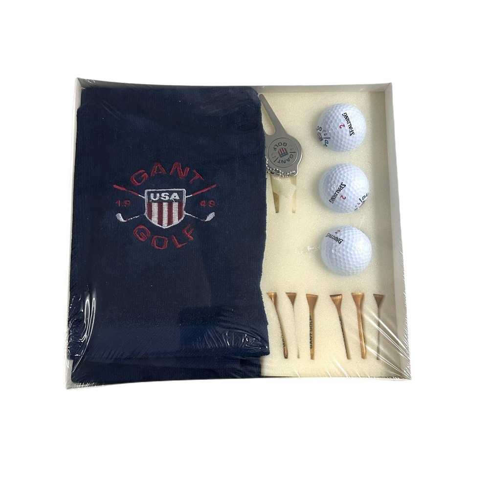 Gant 1949 USA Golf Accessory‎ Pak Towel 3 Balls Nickel Divot Repair 6 Wood Tees